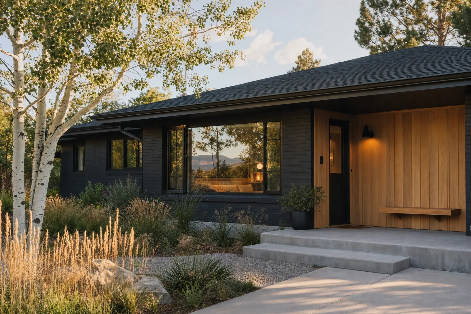 The Black Ranch — a design and build project in Loveland with black exterior siding and a mid-century profile